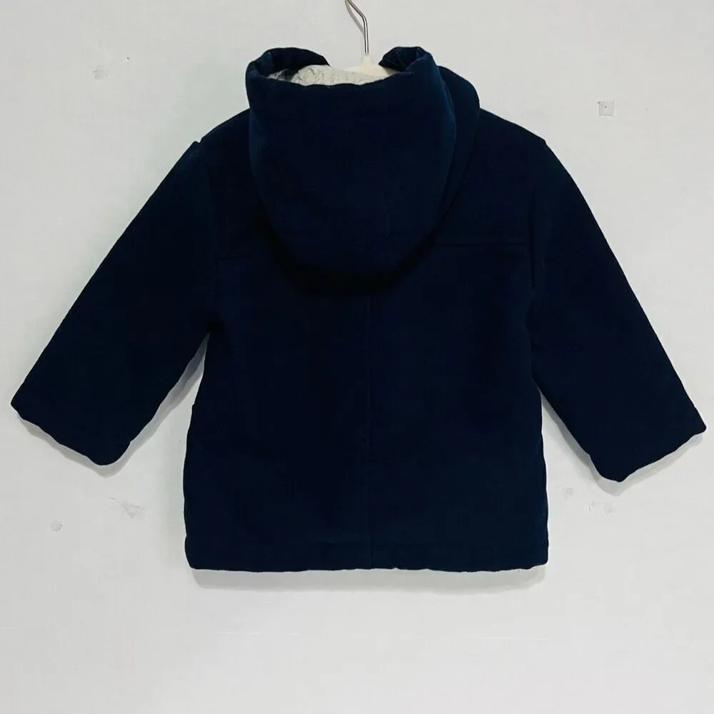 Osh Kosh Navy Blue Peacoat With Hood Boys Size 12-18 Months